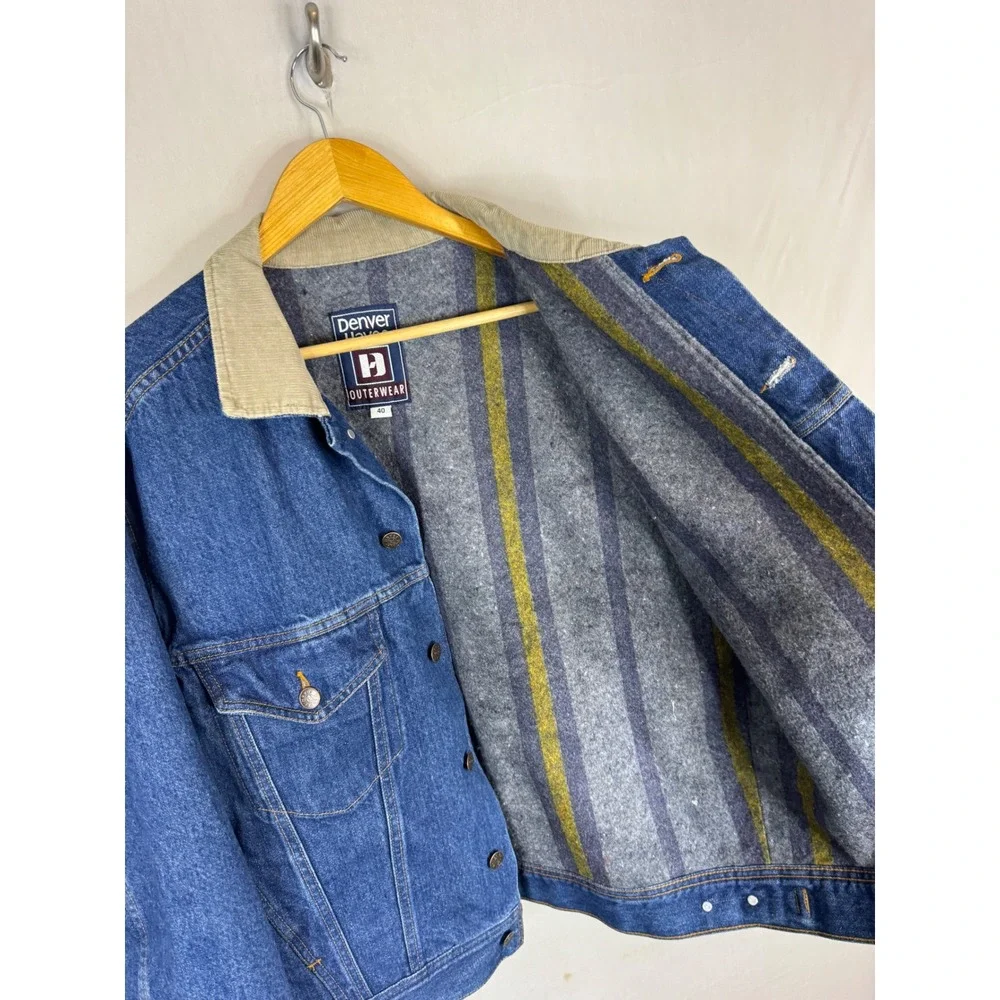 Denver Hayes Mens 40 Denim Jacket Blanket Lined Corduroy Collar Blue stormrider